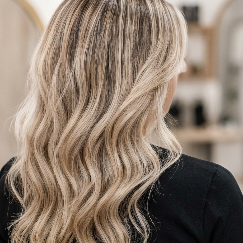 Damenhaarschnitt mit blondem Haar im Atelier Sebastian Martini in Köln