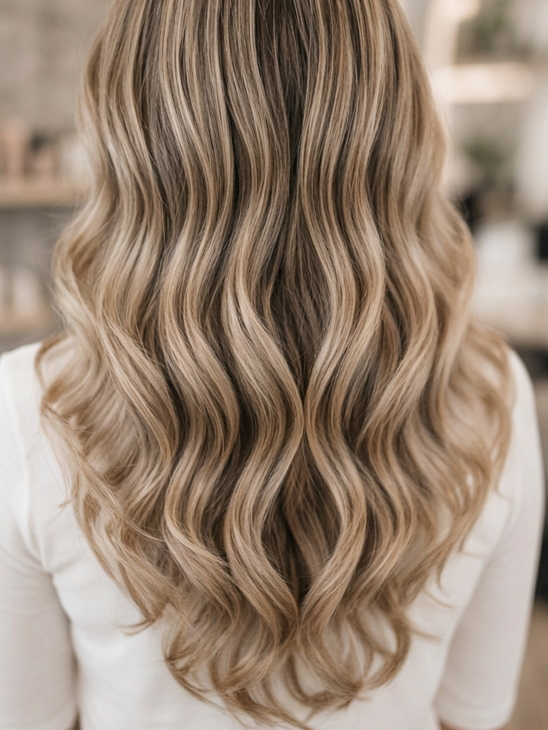 Blondes Haar mit weichen Wellen nach einem Calligraphy Cut in Köln