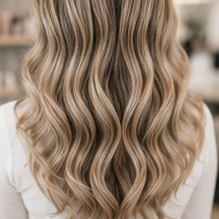Blondes Haar mit weichen Wellen nach einem Calligraphy Cut in Köln